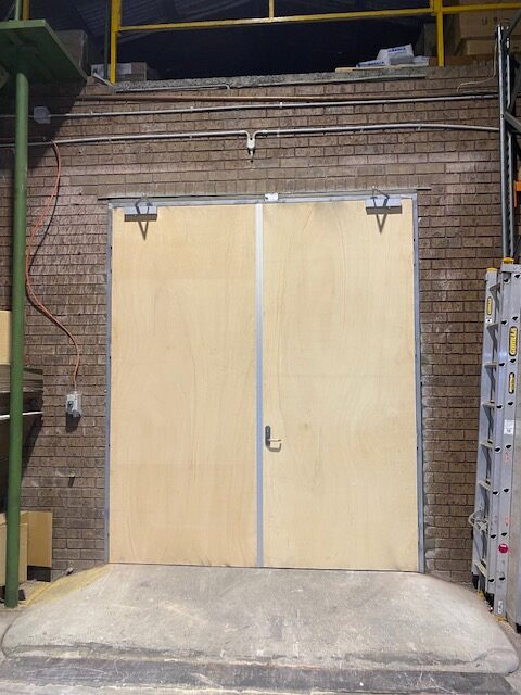 Oversized pair of fire doors 4hour rated rotated